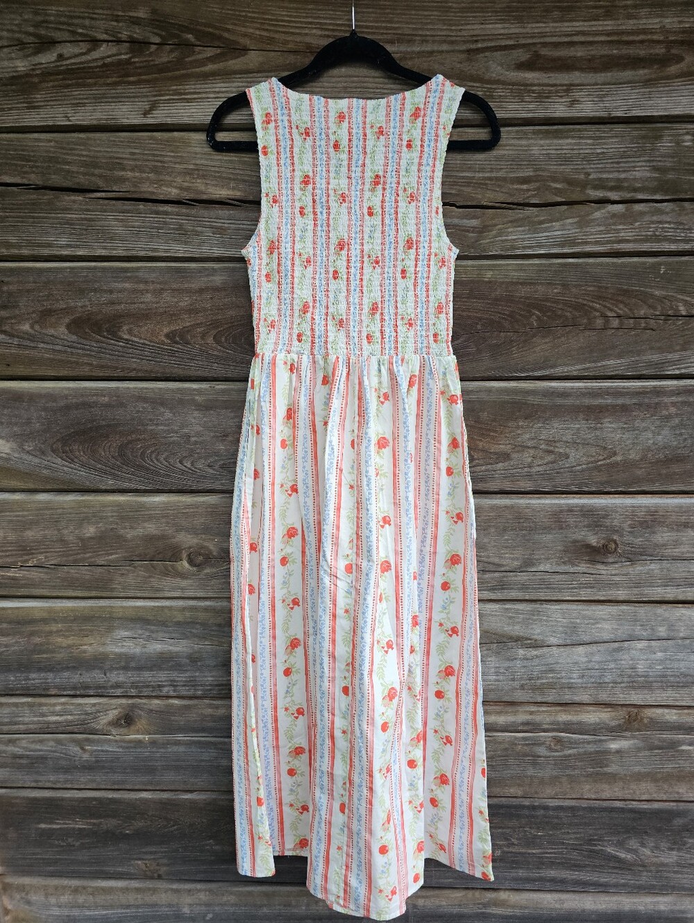 Tuckernuck Cream Midi Dress with Coral Floral Stripes - Picture 10 of 10